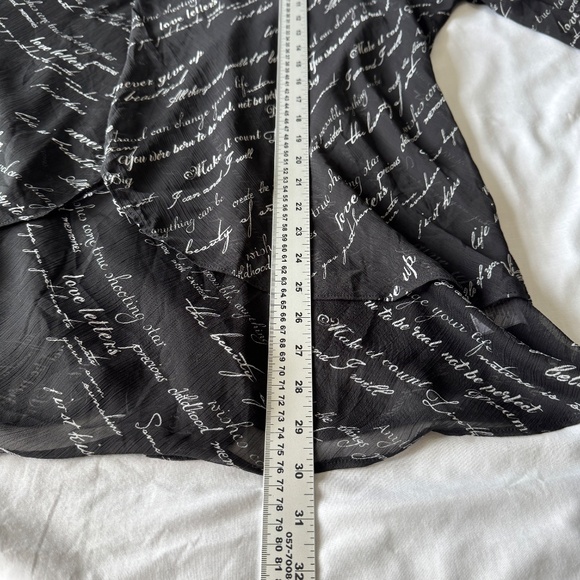 Tamara H women's Script Print Layered‎ Semi-Sheer 3/4 Sleeve Blouse Black 3X - Picture 12 of 14